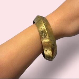 Gold tone Engraved Bangle Bracelet